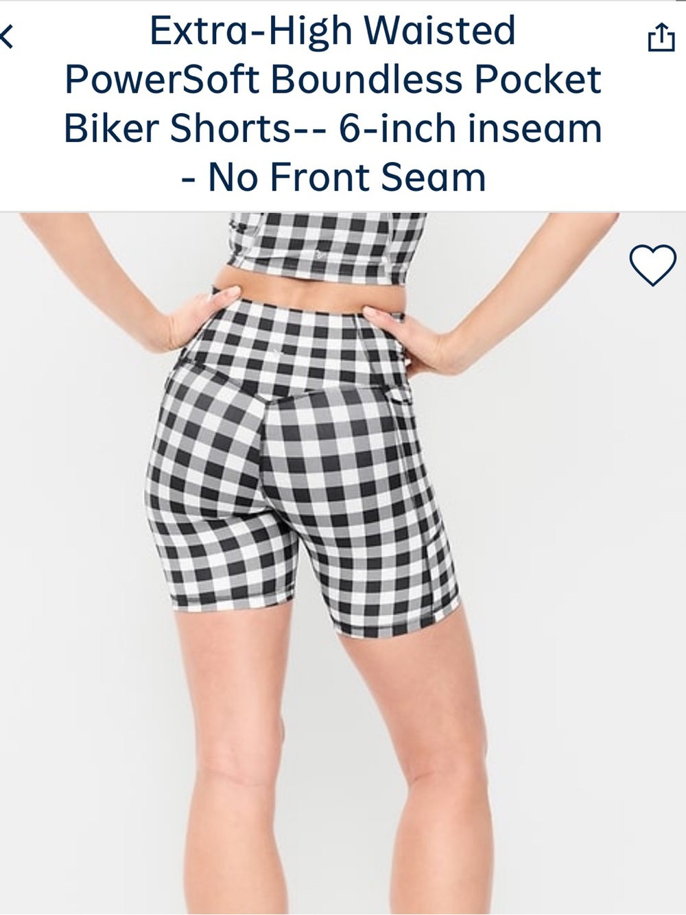 Old Navy Black and White Gingham Bike Shorts